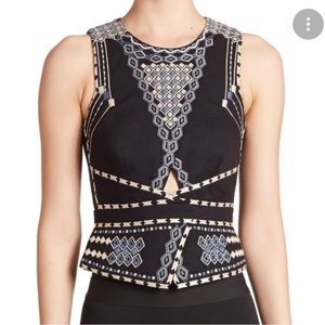 BCBG MazAzria Elley Embroidered crop top